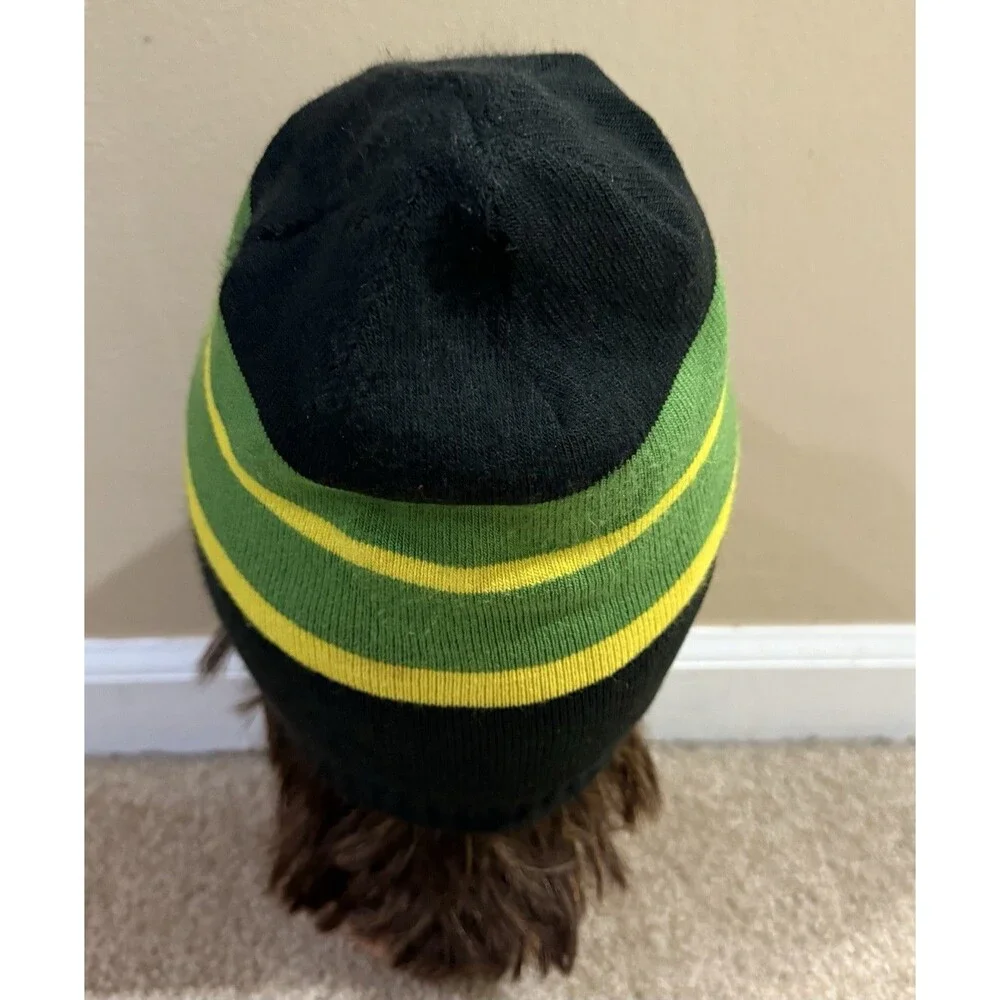 The North Face Youth Reversible Beanie Gorpcore Black Green Stripe Knit Hat Sz M